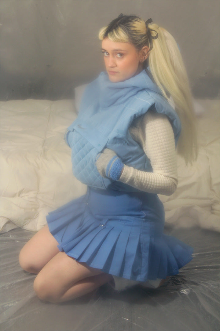 Falda Short Tablas Celeste