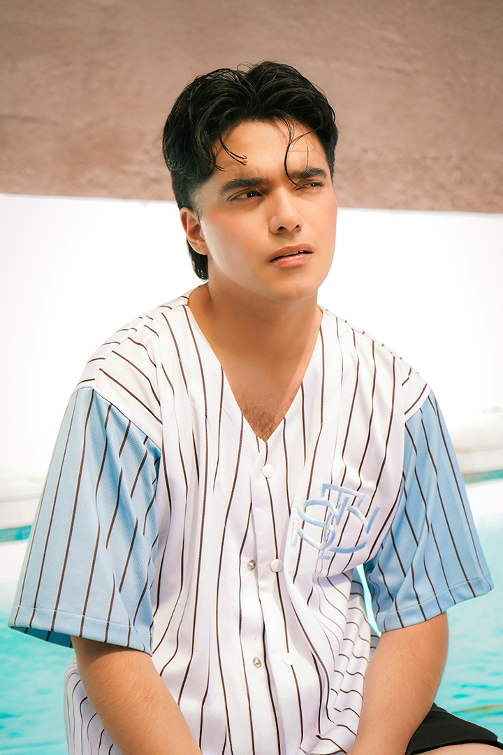 baseball jersey white - Baby blue