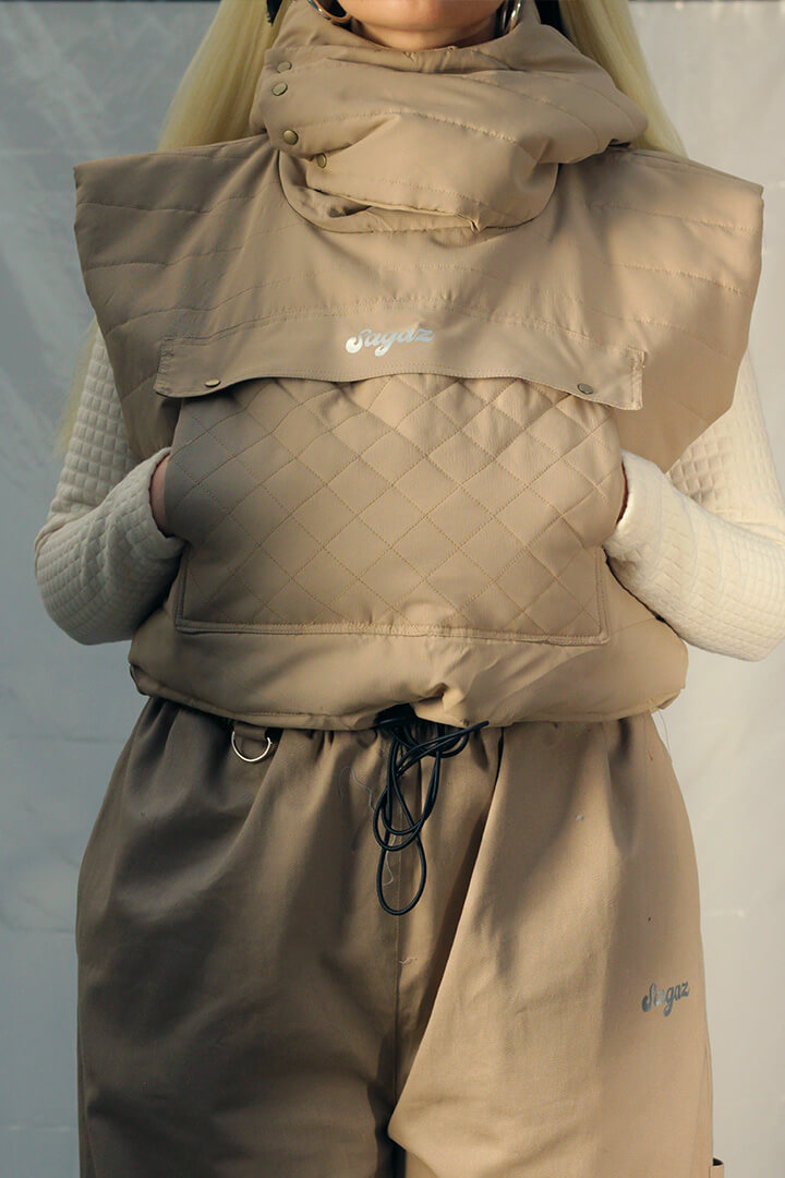 Parka Crop Beige Impermeable