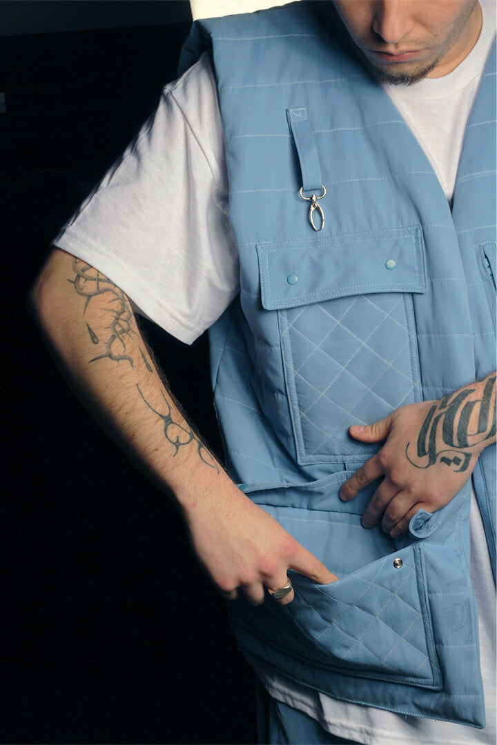 Vest Multibolsillos Celeste