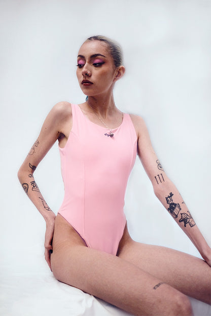 Body - Swimmwear Abertura Espalda Rosado