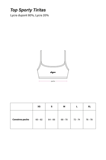 Top Sporty tiritas celeste con blanco