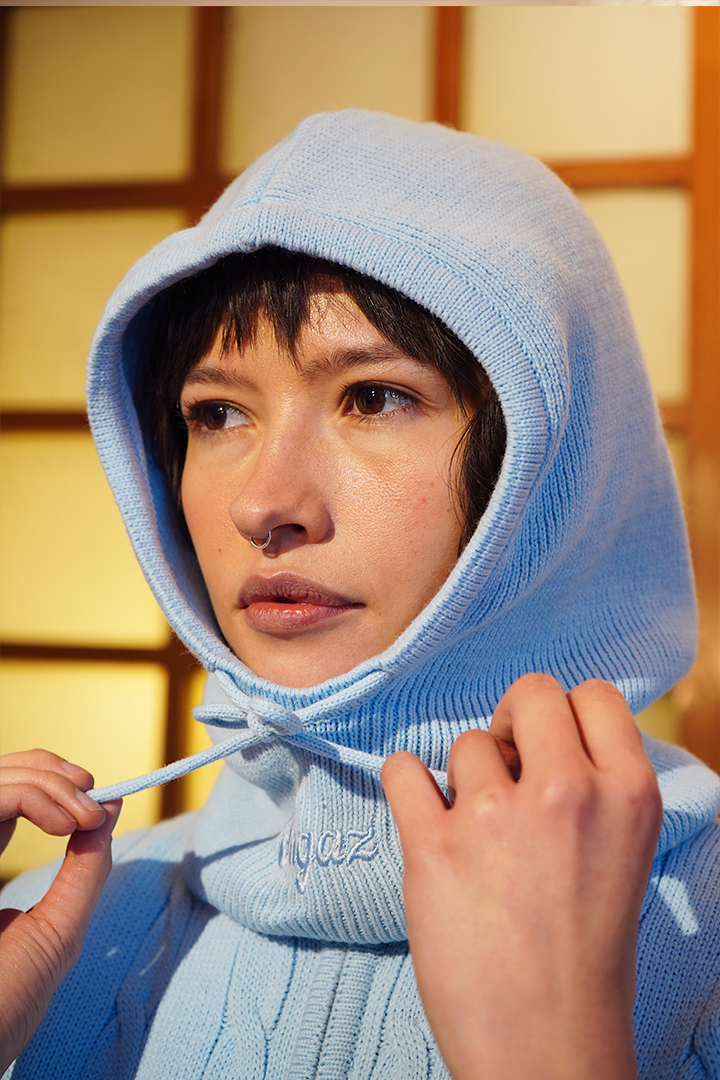 Ribbed Balaclava baby blue