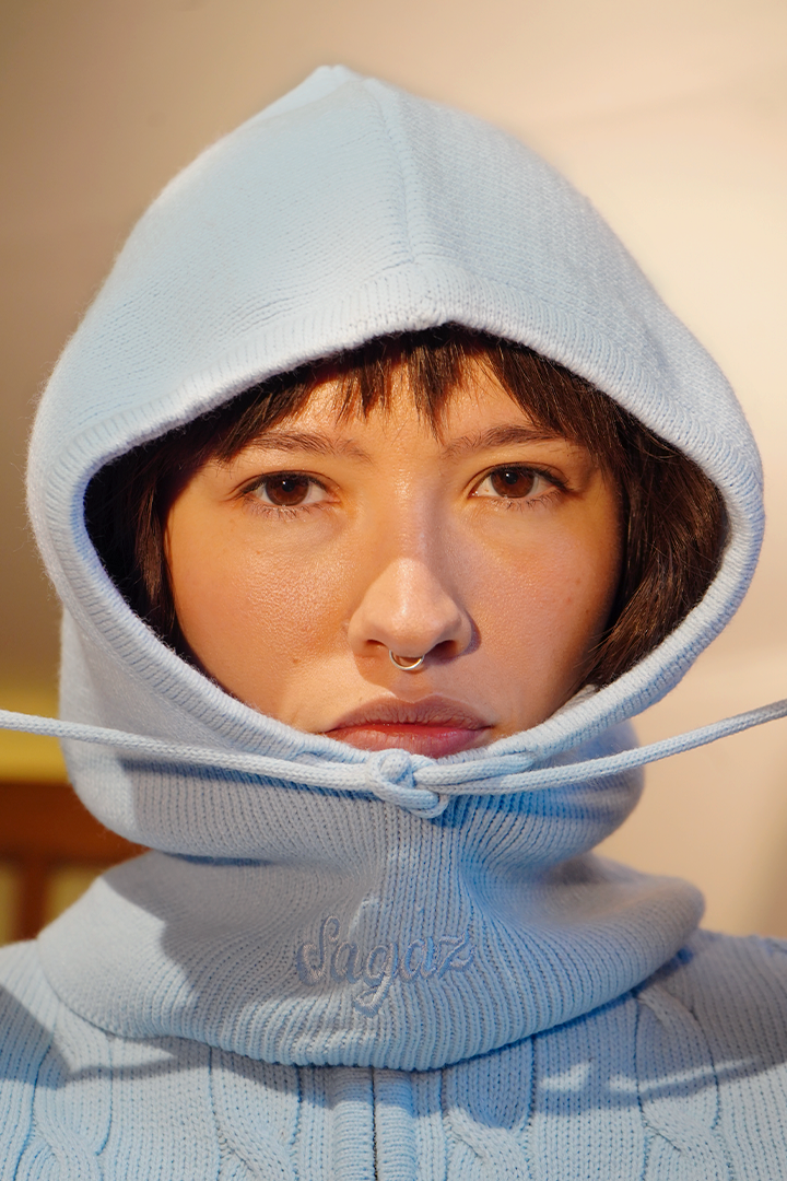 Ribbed Balaclava baby blue