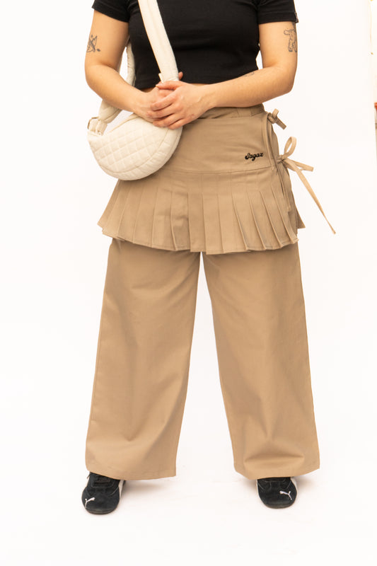 2 piece skirt and pants beige