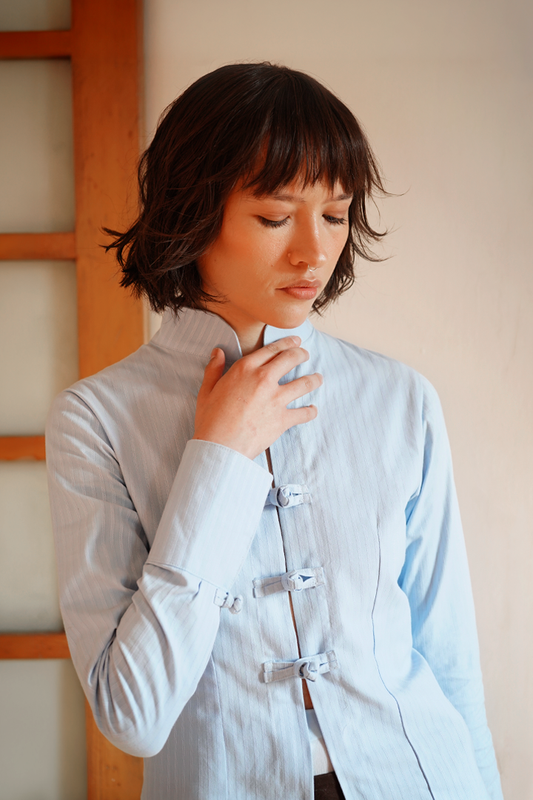 Tailored "Knot" Shirt Baby blue