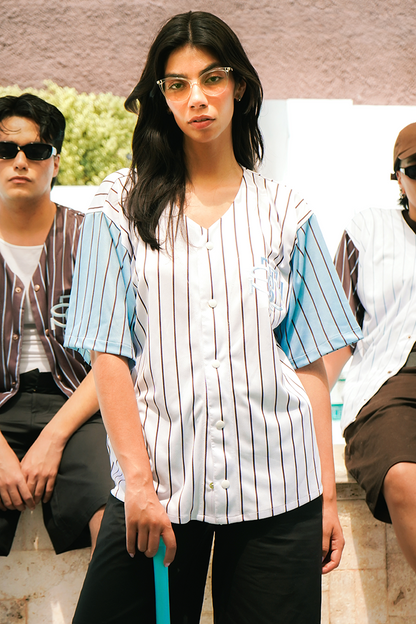 baseball jersey white - Baby blue