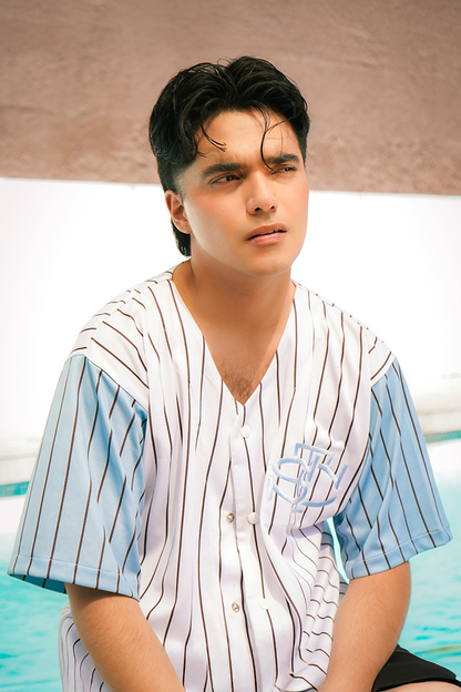 baseball jersey white - Baby blue