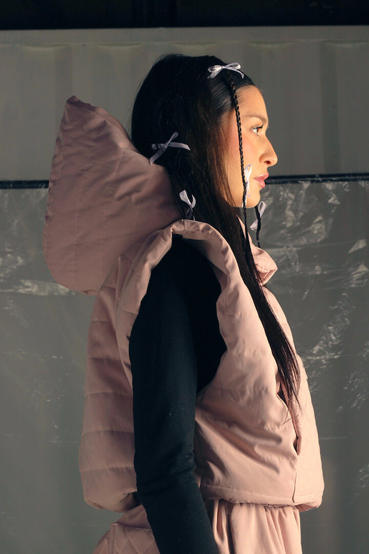 Parka Crop Térmica Rosada